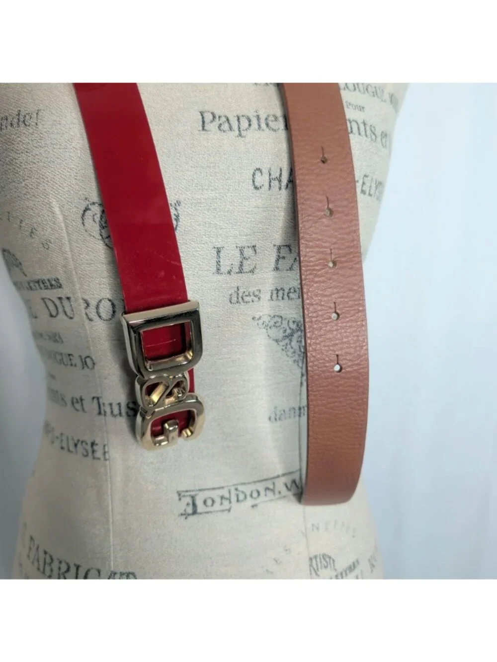 Vintage Y2K Dolce Gabbana Red Belt 36 Large Logo Patent Leather 90cm
